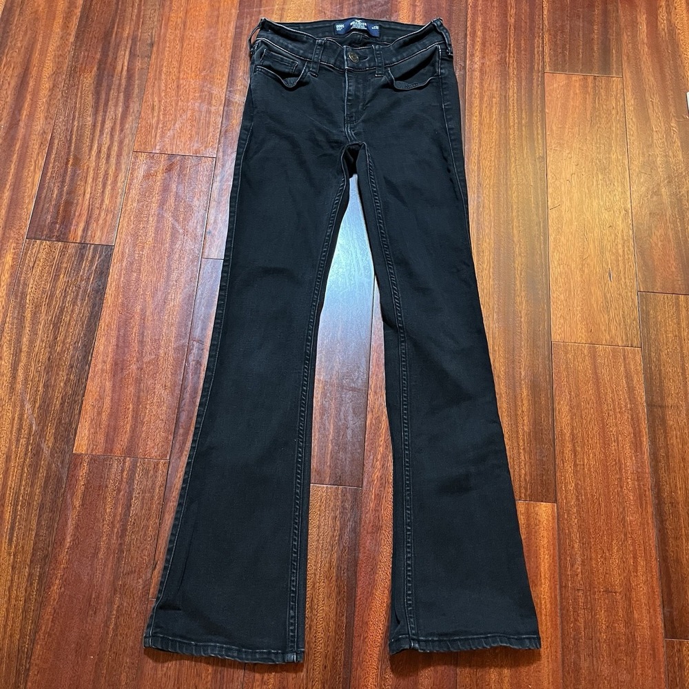 Hollister Low Rise Boot Cut Jeans Women 000s W23s 25x28 Distressed Flared Grunge